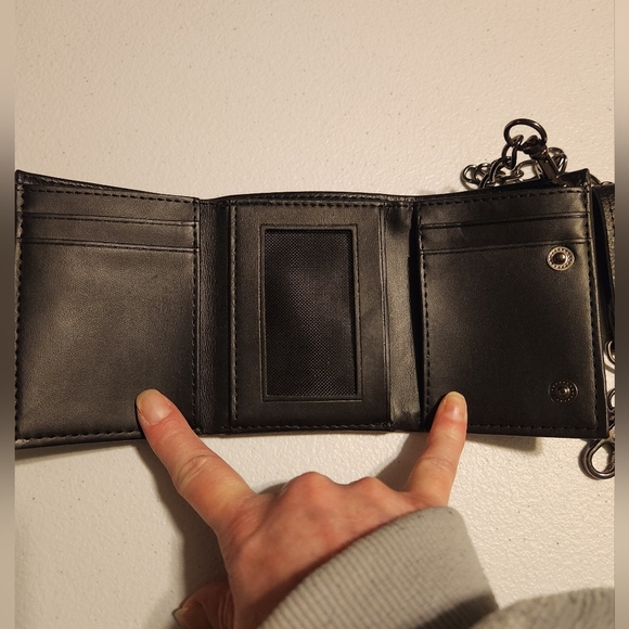 Spencer's Black Embossed Skull Wallet with Chain - Picture 7 of 12